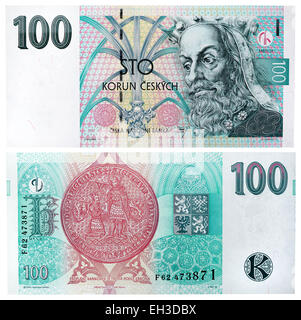 100 Korun Banknote, König Karel IV., Tschechische Republik, 1997 Stockfoto