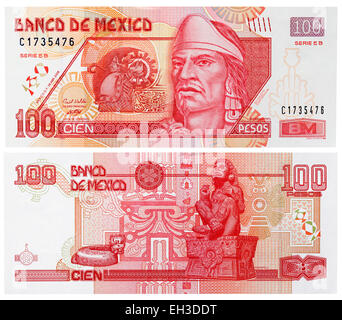 100 Pesos Banknote, Nezahualcoyotl, Mexiko, 2008 Stockfoto