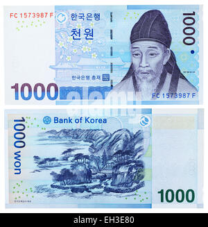 1000 Won-Banknote, Südkorea, 2007 Stockfoto