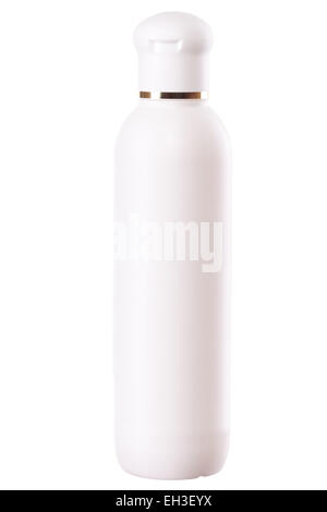 Kunststoff-Container isoliert auf weißem Hintergrund. Kunststoff-Flasche für kosmetische oder Flüssigkeit Stockfoto