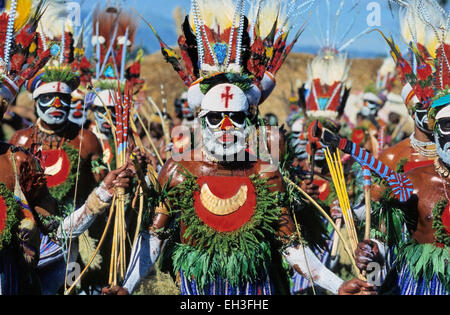 Ureinwohner im Sing-Sing Festival, Mt. Hagen, Western Highlands, Papua New Guinea Stockfoto