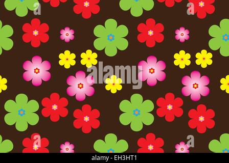 Braun nahtlose Hintergrund mit Blumen im retro-Stil. Stock Vektor