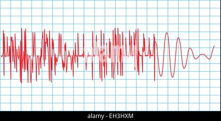 Erdbeben rote Grafik auf dem Papier. Stock Vektor