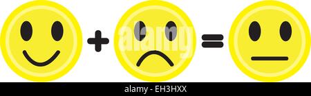 Satz von der gelben Emoticons auf weißem Hintergrund. Stock Vektor