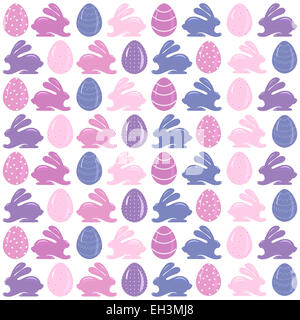 Musterdesign Ostern mit Eiern und Hasen Stockfoto