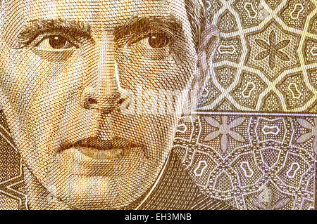 Ausschnitt aus einer 2009 Pakistan 5 Rupie Banknote zeigt Muhammad Ali Jinnah (1876-1948: Gründer von Pakistan) Stockfoto