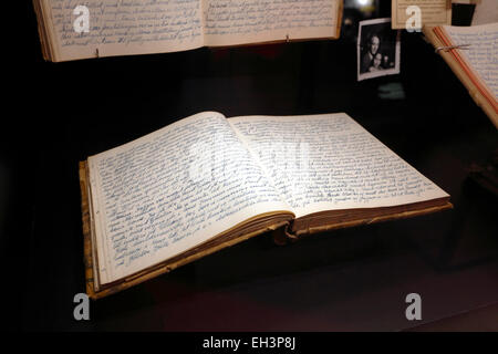 Tagebuch einer jungen dänischen Segler aus den 50er Jahren im dänischen Maritime Museum (M/S Museet for Søfart), Elsinore / Helsingør Dänemark Stockfoto