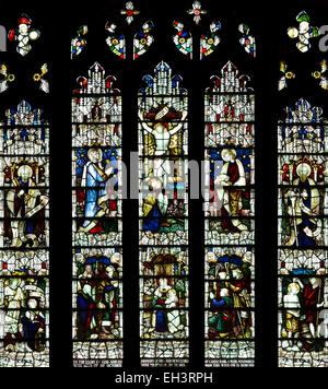 Glasmalerei, die Darstellung des Lebens Jesu, Middleton-in-Teesdale Pfarrei Kirche, County Durham, England, UK. Stockfoto