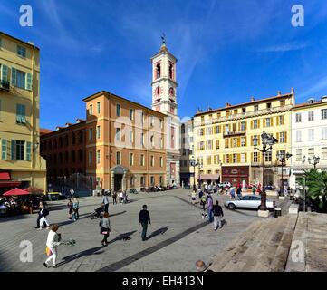 Frankreich, Alpes Maritimes, schön, Vieux Nice, Place du Palais de Justice, Rusca Palast und Clock Tower Stockfoto