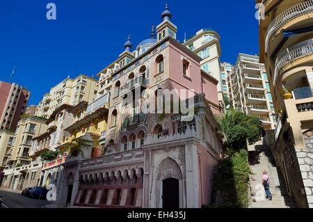 Fürstentum von Monaco, Monaco, Moneghetti Bezirk, Villa Danichgah persischen Stil auf dem Boulevard du Jardin Exotique Stockfoto