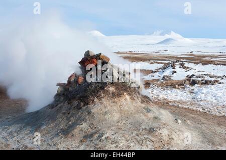 Island, Nordurland Eystra, Myvatn, Fumarole in Namafjall Stockfoto