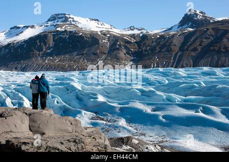 Island, Austurland, Skaftafell-Nationalpark, Gletscher von Svinafelsjokull Stockfoto