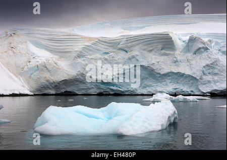 Antarktis, Paradise Bay, Ende der Gletscher brechen Weg ins Meer zu Form Eisberge Stockfoto