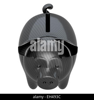 Kohlefaser-Sparschwein: Stabilität und Vertrauen. Isoliert auf weiss Stockfoto