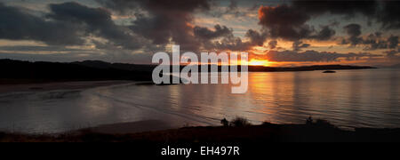 Sonnenuntergang über Loch Gairloch Panorama Stockfoto