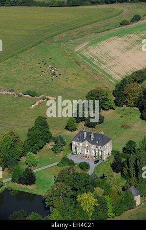 Frankreich, Calvados, Normandie Landschaft rund um den Theil Bocage (Luftbild) Stockfoto