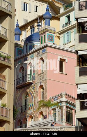 Fürstentum von Monaco, Monaco, Moneghetti Bezirk, Villa Danichgah persischen Stil auf dem Boulevard du Jardin Exotique Stockfoto