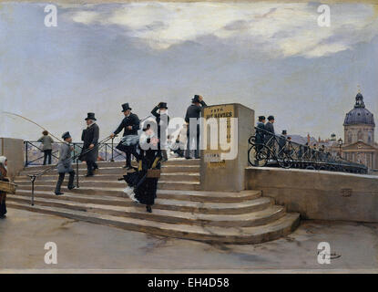 Jean Béraud A windiger Tag auf der Pont des Arts Stockfoto