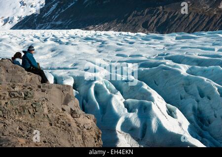 Island, Austurland, Skaftafell-Nationalpark, Gletscher von Svinafelsjokull Stockfoto
