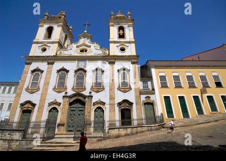 Brasilien, Bundesstaat Bahia, Salvador de Bahia, Altstadt Weltkulturerbe der UNESCO, Pelourinho Viertel, Largo de Pelourinho, Pranger Platz, Rosario Dos Pretos Kirche Stockfoto