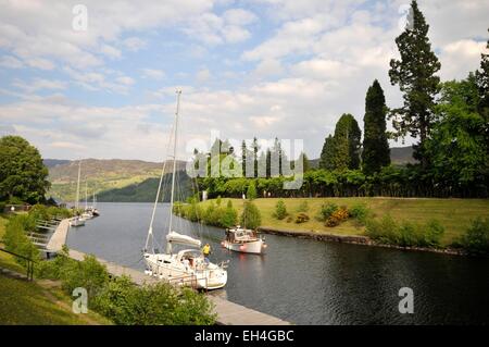 Großbritannien, Schottland, Fort Augustus, Caledonian Canal, Yachten Stockfoto