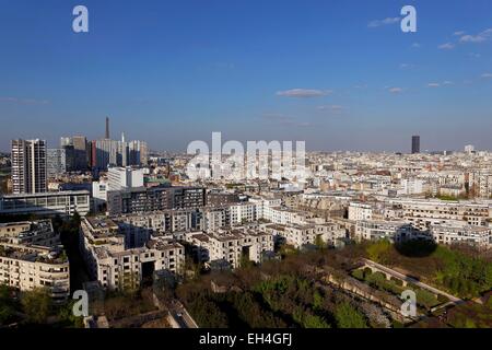 Frankreich, Paris, Süden von Paris aus der Beobachtung Ballon von Andre Citroen Park anzeigen Stockfoto