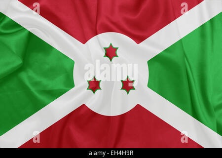 Burundi - winken Nationalflagge auf Seide Textur Stockfoto