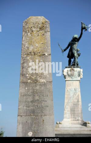 Frankreich, Marne, Valmy, Denkmal zu Ehren von Kellermann der Mosel Heerführer und Sieger der Schlacht von Valmy 1792 über Preußen Stockfoto