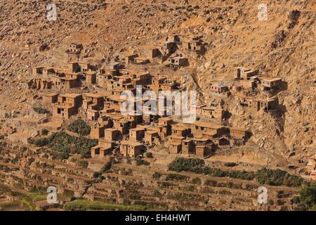 Marokko, hoher Atlas, Toubkal-Nationalpark, Ourika-Tal, das Dorf Tamatert Stockfoto