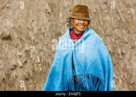 Ecuador, Cotopaxi, Tigua, Porträt eines ecuadorianischen Bauern Stockfoto