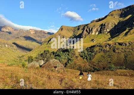 Südafrika, Kwazulu-Natal Drakensberge, uKhahlamba Park, Weltkulturerbe der UNESCO, Cathedral Peak Valley Stockfoto