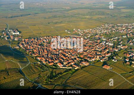 Frankreich, Bas-Rhin, Elsass-Weinstrasse, Dambach-la-Ville (Luftbild) Stockfoto