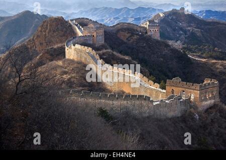 China, Peking, Jinshanling, Great Wall, The Great Wall Of China, die als Weltkulturerbe der UNESCO aufgeführt Stockfoto