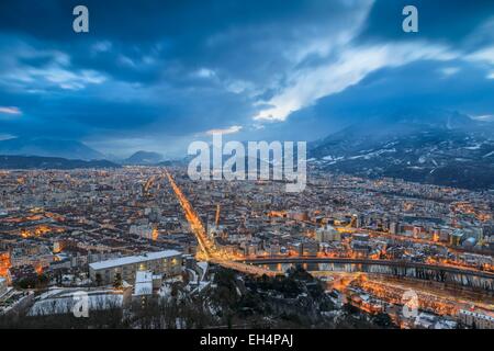 Frankreich, Isere, Grenoble, Panoramablick von der Bastille Festung, Vercors-massiv im Hintergrund Stockfoto