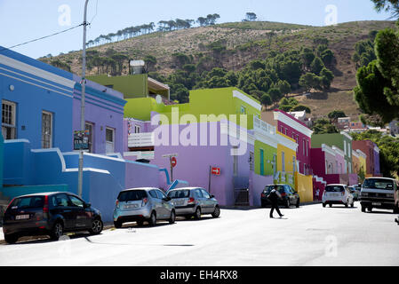 Bo-Kaap Malay Quarter-Gemeinschaft und farbenfrohen Häuser in Cape Town, South Africa Stockfoto