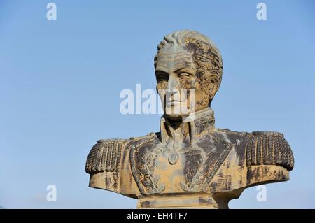 Frankreich, Marne, Valmy, Büste des venezolanischen General Simon Bolivar Stockfoto