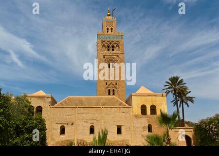 Kaiserstadt, Weltkulturerbe der UNESCO, Koutoubia Moschee, Minarett Medina, Marrakesch, Marokko, hoher Atlas Stockfoto