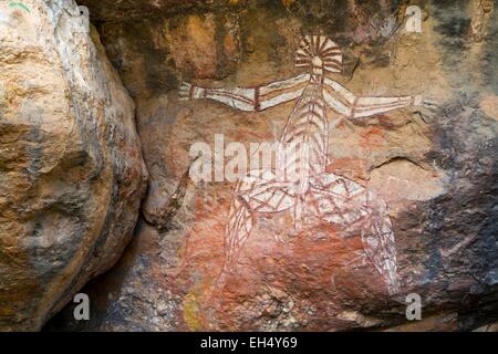 Australien, Northern Territory, Kakadu Nationalpark, Weltkulturerbe von UNESCO, Nourlangie, Felsenbauten Aborigines Röntgen Gemälde Nabulwinjbulwinj Stockfoto