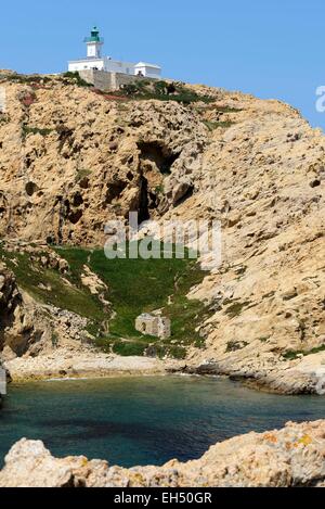 Frankreich, Haute Corse, l ' Ile Rousse, Ile De La Pietra, Leuchtturm Stockfoto