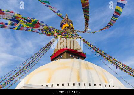Nepal, Kathmandu, Bodhnath, aufgeführt als Weltkulturerbe der UNESCO, die größte Stupa in Asien Stockfoto