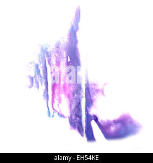Färben Sie mit Aquarell lila Farbe Strich Aquarell isoliert Stockfoto