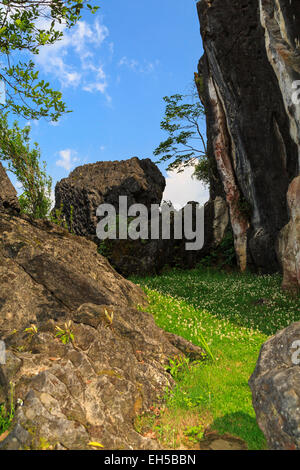 Die schwarzen Steingärten am Schinken Rong Berg in der Nähe von Sapa, Vietnam, Asien. Stockfoto