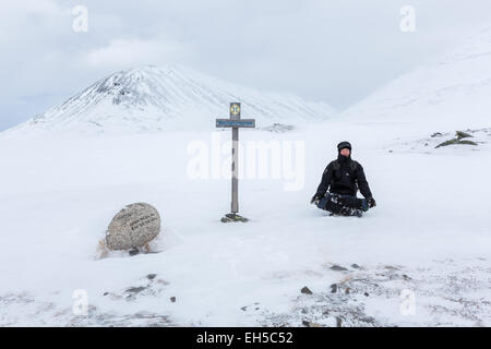 Meditation am Kungsleden Trail, Kebnekaise Mountain Bereich, Kiruna, Nordschweden, Europa, EU Stockfoto