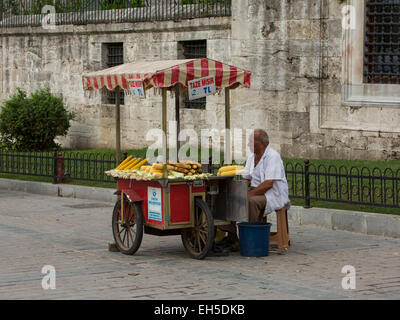 Istanbul, Türkei Suppen Mais Anbieter Warenkorb Stockfoto