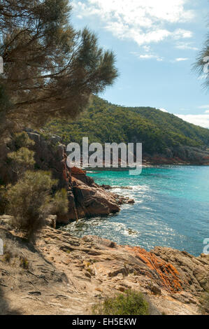 Verschlafene Bay, Freycinet NP, Tasmanien, Australien Stockfoto