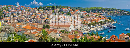 Aerial Panorama der Stadt Hvar, Dalmatien, Kroatien Stockfoto