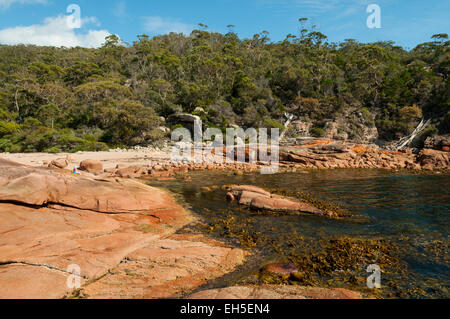 Wenig kiesigen Strand, Freycinet NP, Tasmanien, Australien Stockfoto