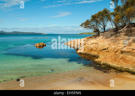 Fleurieu Punkt Gefahren Strand, Freycinet NP, Tasmanien, Australien Stockfoto