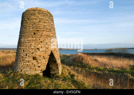 Reste einer Windmühle einst Mauerwerk Motorsägen, Flagstone-Trail, Castletown, Caithness, Schottland Stockfoto