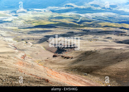 Blick hinunter vom Vulkan Cotopaxi in Ecuador Stockfoto